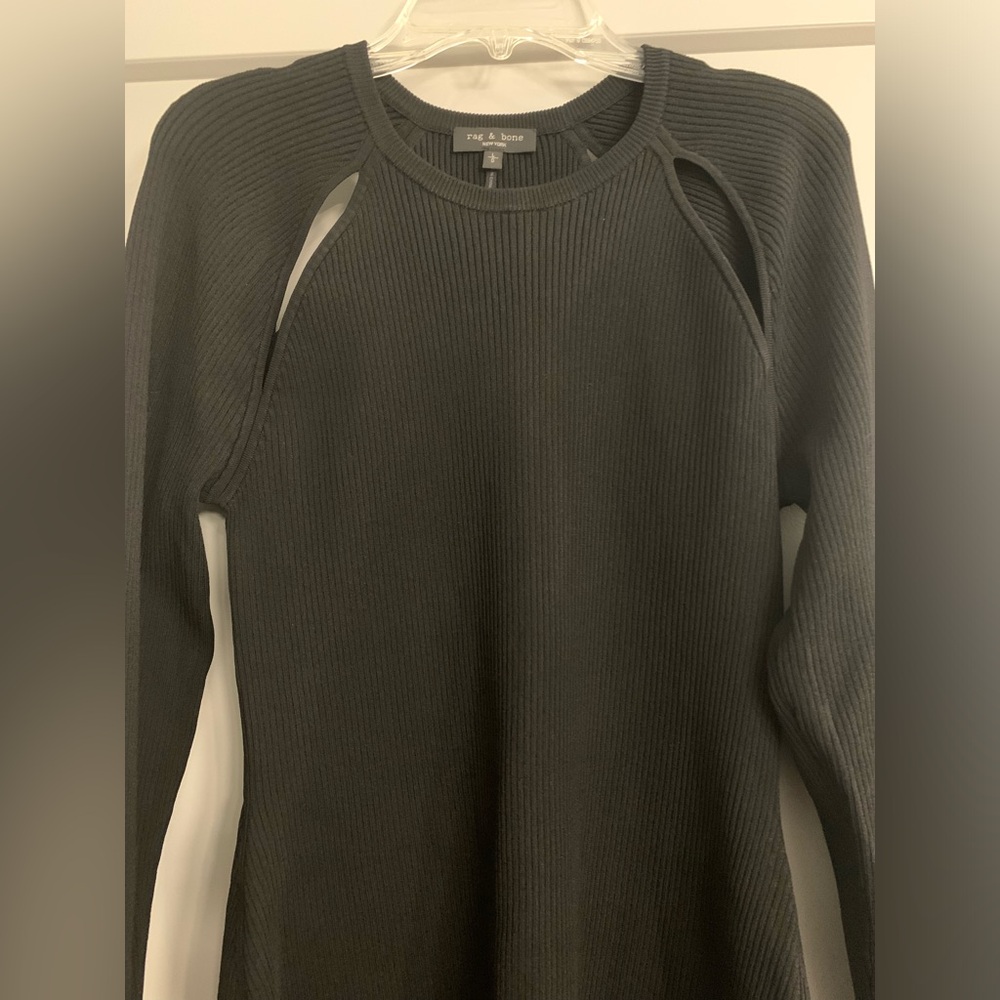 Rag & Bone Black Ribbed Asher Mini Dress size Large NWOT - Picture 5 of 16